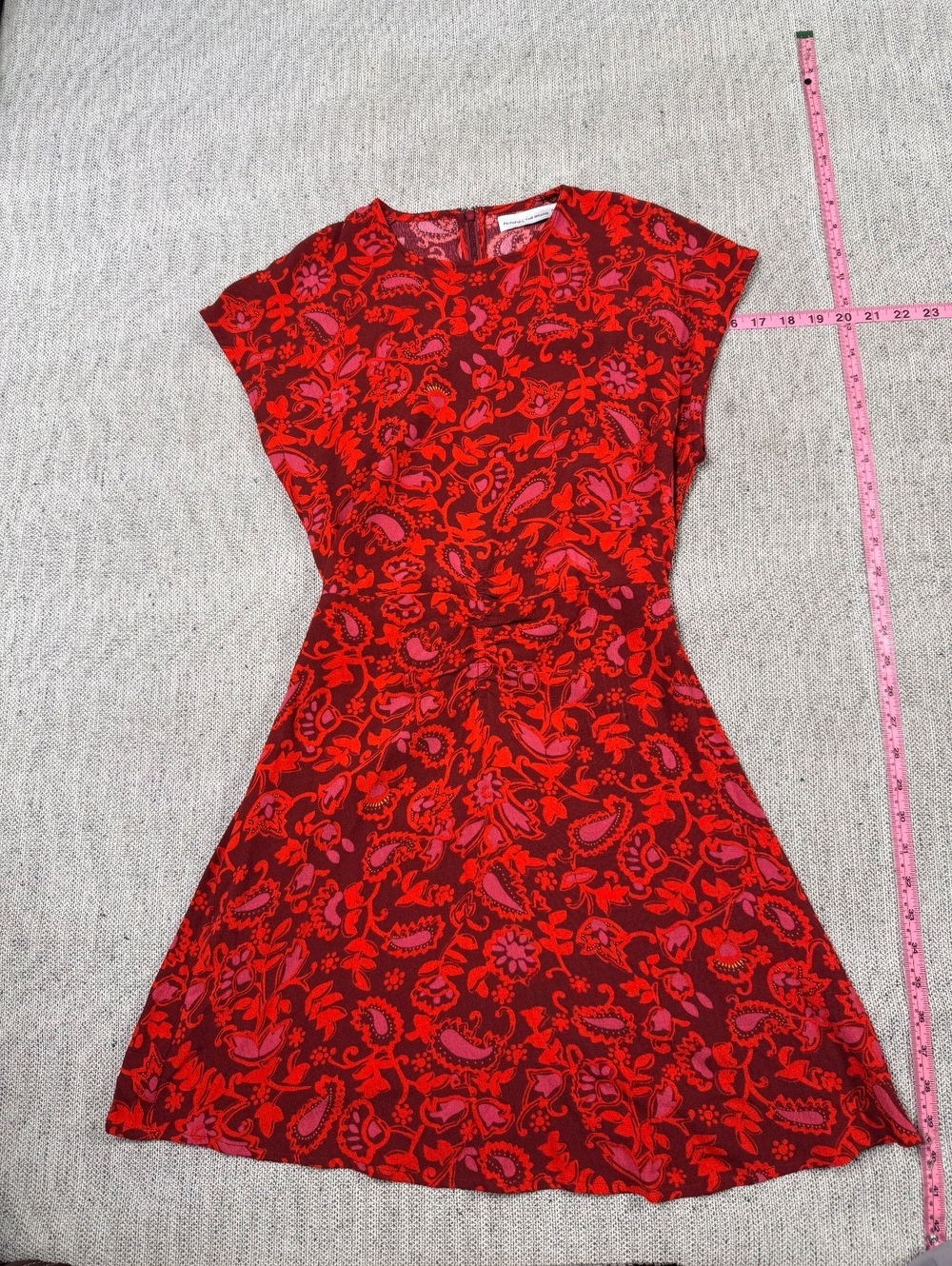 Faithfull The Brand Red Floral Rayon Dress Size S AU 4 USA 4